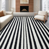 Ultra Soft Area Rug, Non Slip, Stain Resistant, Washable Area Rugs for Living Room, Bedroom, Bold Stripe Area Rug, Contrasting Hues(Black)