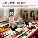 Ultra Soft Area Rug, Non Slip, Stain Resistant, Washable Area Rugs for Living Room, Bedroom, Vibrant Ethnic Geometric Print(Brown)