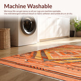 Ultra Soft Area Rug, Non Slip, Stain Resistant, Washable Area Rugs for Living Room, Bedroom, Vibrant Orange Geometric Elegance(Orange)