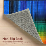 Ultra Soft Area Rug, Non Slip, Stain Resistant, Washable Area Rugs for Living Room, Bedroom, Vibrant Rainbow Swirl Motif(Blue)