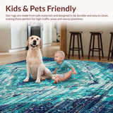Ultra Soft Area Rug, Non Slip, Stain Resistant, Washable Area Rugs for Living Room, Bedroom, Blue Ombre, Geometric Printed Rug(Blue)