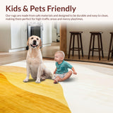 Ultra Soft Area Rug, Non Slip, Stain Resistant, Washable Area Rugs for Living Room, Bedroom, Sunrise Hues Abstract Area Entry Accent Faux Wool Door Mat(Gold)