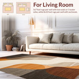 Ultra Soft Area Rug, Non Slip, Stain Resistant, Washable Area Rugs for Living Room, Bedroom, Elegant Gradient Linear Design(Brown)