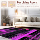 Ultra Soft Area Rug, Non Slip, Stain Resistant, Washable Area Rugs for Living Room, Bedroom, Whimsical Multi-Hued Graphic Elements(Pink)