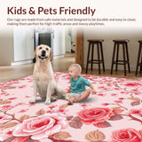 Ultra Soft Area Rug, Non Slip, Stain Resistant, Washable Area Rugs for Living Room, Bedroom, Contemporary Soft Petal Aesthetic(Pink)