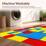 Ultra Soft Area Rug, Non Slip, Stain Resistant, Washable Area Rugs for Living Room, Bedroom, Colorful Learning Mosaic Theme(Blue)