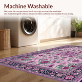 Ultra Soft Area Rug, Non Slip, Stain Resistant, Washable Area Rugs for Living Room, Bedroom, Chic Earthy Tones Floral Motif(Pink)