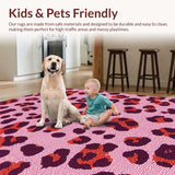 Ultra Soft Area Rug, Non Slip, Stain Resistant, Washable Area Rugs for Living Room, Bedroom, Vintage Cheetah Pattern Living Room Accent Carpet(Pink)
