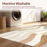 Ultra Soft Area Rug, Non Slip, Stain Resistant, Washable Area Rugs for Living Room, Bedroom, Nomad Luxe Area Featuring Abstract Chevron Waves and Earthy Neutrals(Beige)