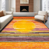 Ultra Soft Area Rug, Non Slip, Stain Resistant, Washable Area Rugs for Living Room, Bedroom, Dynamic Rainbow Wave Print(Orange)