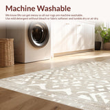 Ultra Soft Area Rug, Non Slip, Stain Resistant, Washable Area Rugs for Living Room, Bedroom, Rustic Lattice Style Decor Element(Beige)