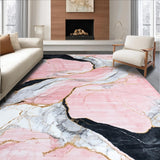 Ultra Soft Area Rug, Non Slip, Stain Resistant, Washable Area Rugs for Living Room, Bedroom, Vibrant Irregular Design with Luxurious Appeal(Pink)