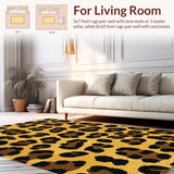 Ultra Soft Area Rug, Non Slip, Stain Resistant, Washable Area Rugs for Living Room, Bedroom, Eco-Friendly Tiger Pattern Living Room Plush Rug(Gold)