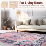 Ultra Soft Area Rug, Non Slip, Stain Resistant, Washable Area Rugs for Living Room, Bedroom, Cozy Lattice Patterned Visuals(Pink)