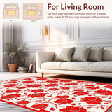 Ultra Soft Area Rug, Non Slip, Stain Resistant, Washable Area Rugs for Living Room, Bedroom, Sophisticated Geometric Rose Pattern(Red)