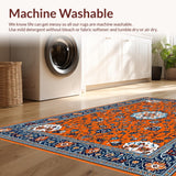 Ultra Soft Area Rug, Non Slip, Stain Resistant, Washable Area Rugs for Living Room, Bedroom, Charming Rustic Botanical Print(Orange)