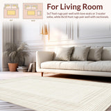 Ultra Soft Area Rug, Non Slip, Stain Resistant, Washable Area Rugs for Living Room, Bedroom, Vibrant Playful Grid-Like Arrangement(Beige)