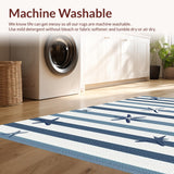 Ultra Soft Area Rug, Non Slip, Stain Resistant, Washable Area Rugs for Living Room, Bedroom, Sleek Grey Geometric Waves(Blue)