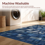 Ultra Soft Area Rug, Non Slip, Stain Resistant, Washable Area Rugs for Living Room, Bedroom, Urban Oasis Area with Geometric Cityscape Motifs(Blue)