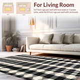 Ultra Soft Area Rug, Non Slip, Stain Resistant, Washable Area Rugs for Living Room, Bedroom, Rustic Gray Geometric Arrangement(Beige)