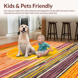 Ultra Soft Area Rug, Non Slip, Stain Resistant, Washable Area Rugs for Living Room, Bedroom, Dynamic Rainbow Wave Print(Orange)