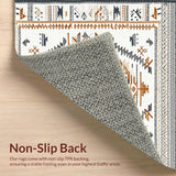 Ultra Soft Area Rug, Non Slip, Stain Resistant, Washable Area Rugs for Living Room, Bedroom, Sophisticated Monochrome Ethnic Design(Ivory)