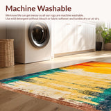 Ultra Soft Area Rug, Non Slip, Stain Resistant, Washable Area Rugs for Living Room, Bedroom, Elegant Earthy Tones Design(Orange)