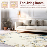 Azure Echoes Area Floral Beige & Blue Oval(Beige)