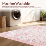 Ultra Soft Area Rug, Non Slip, Stain Resistant, Washable Area Rugs for Living Room, Bedroom, Charming Soft Pink Floral Aesthetic(Pink)