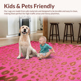 Ultra Soft Area Rug, Non Slip, Stain Resistant, Washable Area Rugs for Living Room, Bedroom, Luxurious Faux Fur Design Element(Pink)