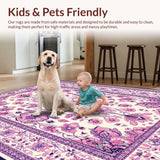 Ultra Soft Area Rug, Non Slip, Stain Resistant, Washable Area Rugs for Living Room, Bedroom, Whimsical Mushroom Botanical Motif(Ivory)