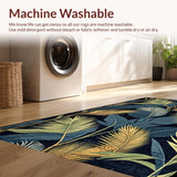 Ultra Soft Area Rug, Non Slip, Stain Resistant, Washable Area Rugs for Living Room, Bedroom, Striking Black and White Herringbone Style(Blue)
