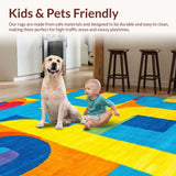 Ultra Soft Area Rug, Non Slip, Stain Resistant, Washable Area Rugs for Living Room, Bedroom, Whimsical Color Splash Design(Blue)