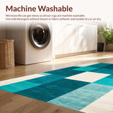 Ultra Soft Area Rug, Non Slip, Stain Resistant, Washable Area Rugs for Living Room, Bedroom, Elegant Teal Earth Tone Hues(Blue)