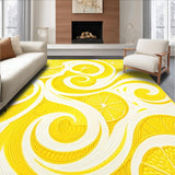 Ultra Soft Area Rug, Non Slip, Stain Resistant, Washable Area Rugs for Living Room, Bedroom, Lemon Zest Swirl Floor Art(Yellow)
