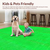 Ultra Soft Area Rug, Non Slip, Stain Resistant, Washable Area Rugs for Living Room, Bedroom, Fresh Contemporary Animal Illustrations(Green)