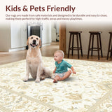 Ultra Soft Area Rug, Non Slip, Stain Resistant, Washable Area Rugs for Living Room, Bedroom, Rustic Nature-Inspired Floral Composition(Beige)