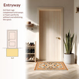 Ultra Soft Area Rug, Non Slip, Stain Resistant, Washable Area Rugs for Living Room, Bedroom, Sophisticated Lattice Design with Warm Hues(Orange)