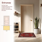 Ultra Soft Area Rug, Non Slip, Stain Resistant, Washable Area Rugs for Living Room, Bedroom, Traditional Red Dining Room Washable Area Rug(Red)