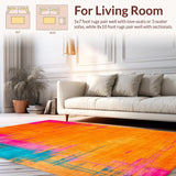 Ultra Soft Area Rug, Non Slip, Stain Resistant, Washable Area Rugs for Living Room, Bedroom, Stylish Abstract Color Burst Theme(Orange)
