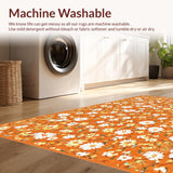 Ultra Soft Area Rug, Non Slip, Stain Resistant, Washable Area Rugs for Living Room, Bedroom, Charming Contemporary Floral Style(Orange)