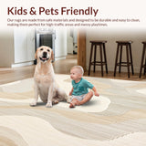 Rustic Shaped Area Unique Wavy Beige Cream Design Easy Clean Accent(Beige)