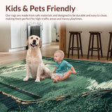 Ultra Soft Area Rug, Non Slip, Stain Resistant, Washable Area Rugs for Living Room, Bedroom, Elegant Forest-Inspired Decorative Accent(Green)