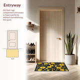 Ultra Soft Area Rug, Non Slip, Stain Resistant, Washable Area Rugs for Living Room, Bedroom, Artistic Modern Flower Pattern(Yellow)