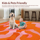 Ultra Soft Area Rug, Non Slip, Stain Resistant, Washable Area Rugs for Living Room, Bedroom, Charming Colorful Fluid Shapes(Orange)