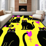 Ultra Soft Area Rug, Non Slip, Stain Resistant, Washable Area Rugs for Living Room, Bedroom, Rustic Earthy Tone Feline Art(Yellow)