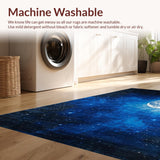 Ultra Soft Area Rug, Non Slip, Stain Resistant, Washable Area Rugs for Living Room, Bedroom, Celestial Blue Abstract Composition(Blue)