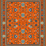 Ultra Soft Area Rug, Non Slip, Stain Resistant, Washable Area Rugs for Living Room, Bedroom, Playful Orange Tiled Motif(Orange)