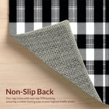 Ultra Soft Area Rug, Non Slip, Stain Resistant, Washable Area Rugs for Living Room, Bedroom, Timeless Cotton Hand-Woven Plaid(White)