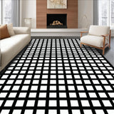 Ultra Soft Area Rug, Non Slip, Stain Resistant, Washable Area Rugs for Living Room, Bedroom, Elegant Monochrome Checkerboard Aesthetic(Black)